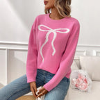Pull rétro à nœud en jacquard brillant