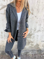 Long women's coat with a wrap closure | Elegant cotton coat for spring and autumn