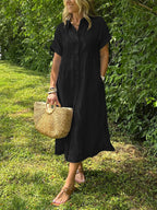 Robe rayée lin et coton – Élégance intemporelle