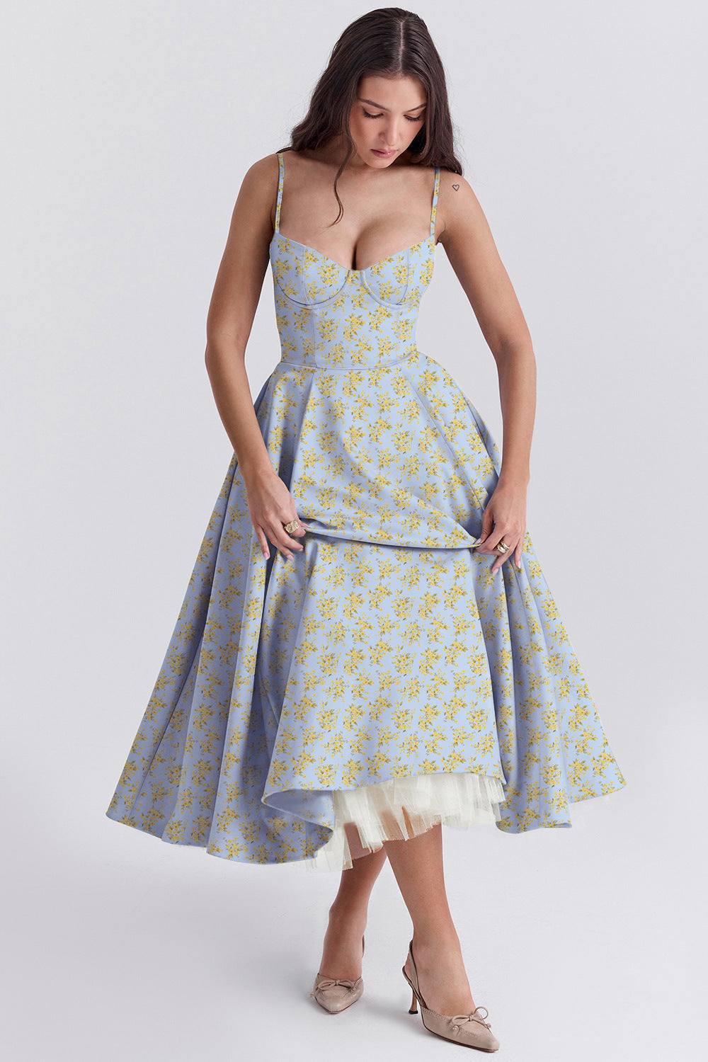 Robe longue voile ajouré – Élégance fluide et légère
