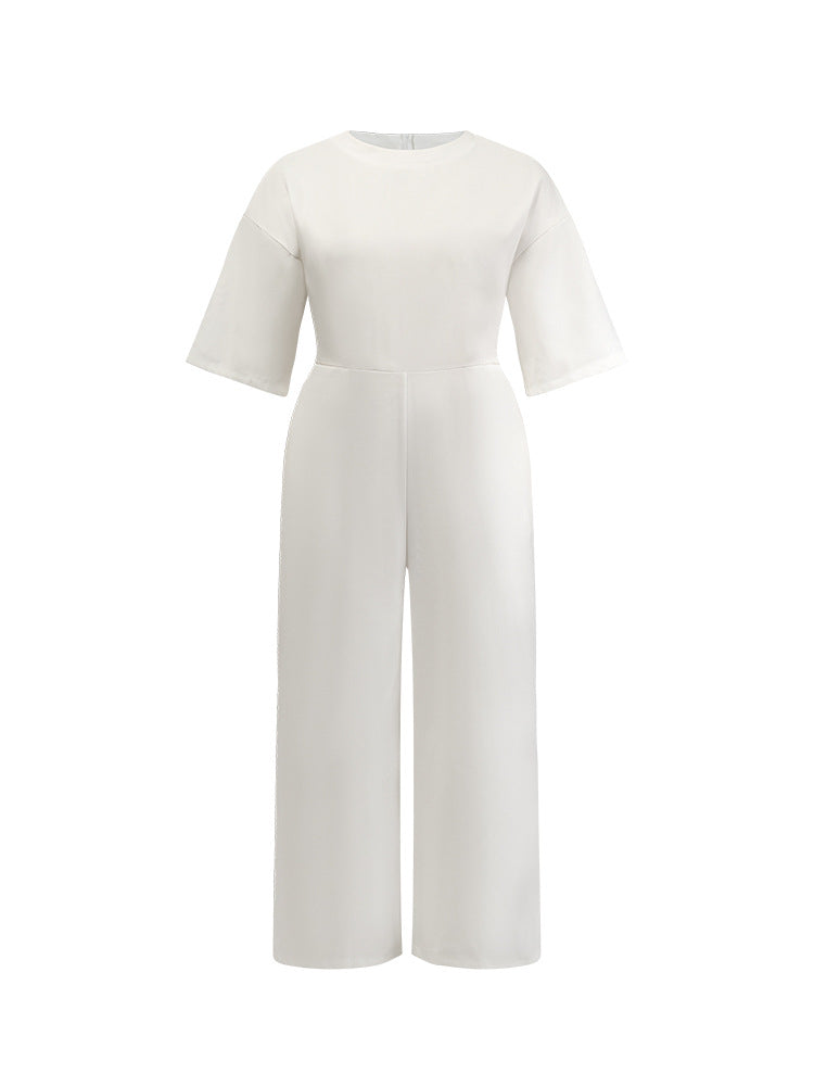 Combinaison col rond manches courtes poches blanc et noir