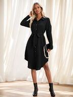 Robe chemise mi-longue à manches longues