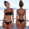 Idalia — Bikini deux-pièces col halter noir shoulder strap