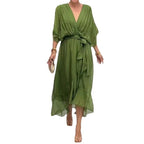Robe asymétrique manches chauve-souris — Élégance fluide