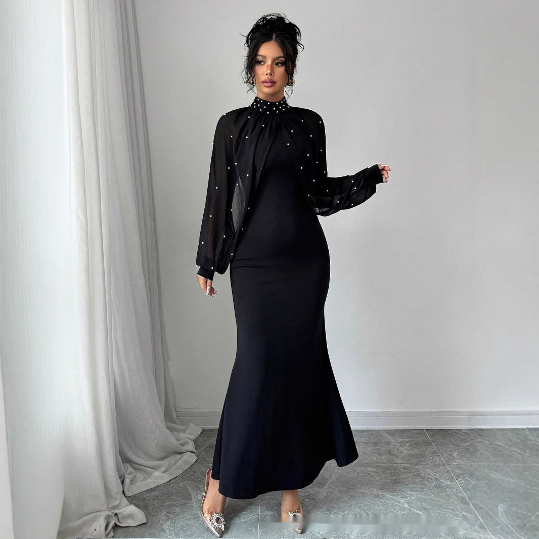 Lace Lantern Sleeve Maxi Dress