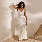 Knitted V-neck beach dress