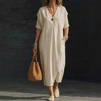 Linen and cotton wrap dress — Bohemian comfort