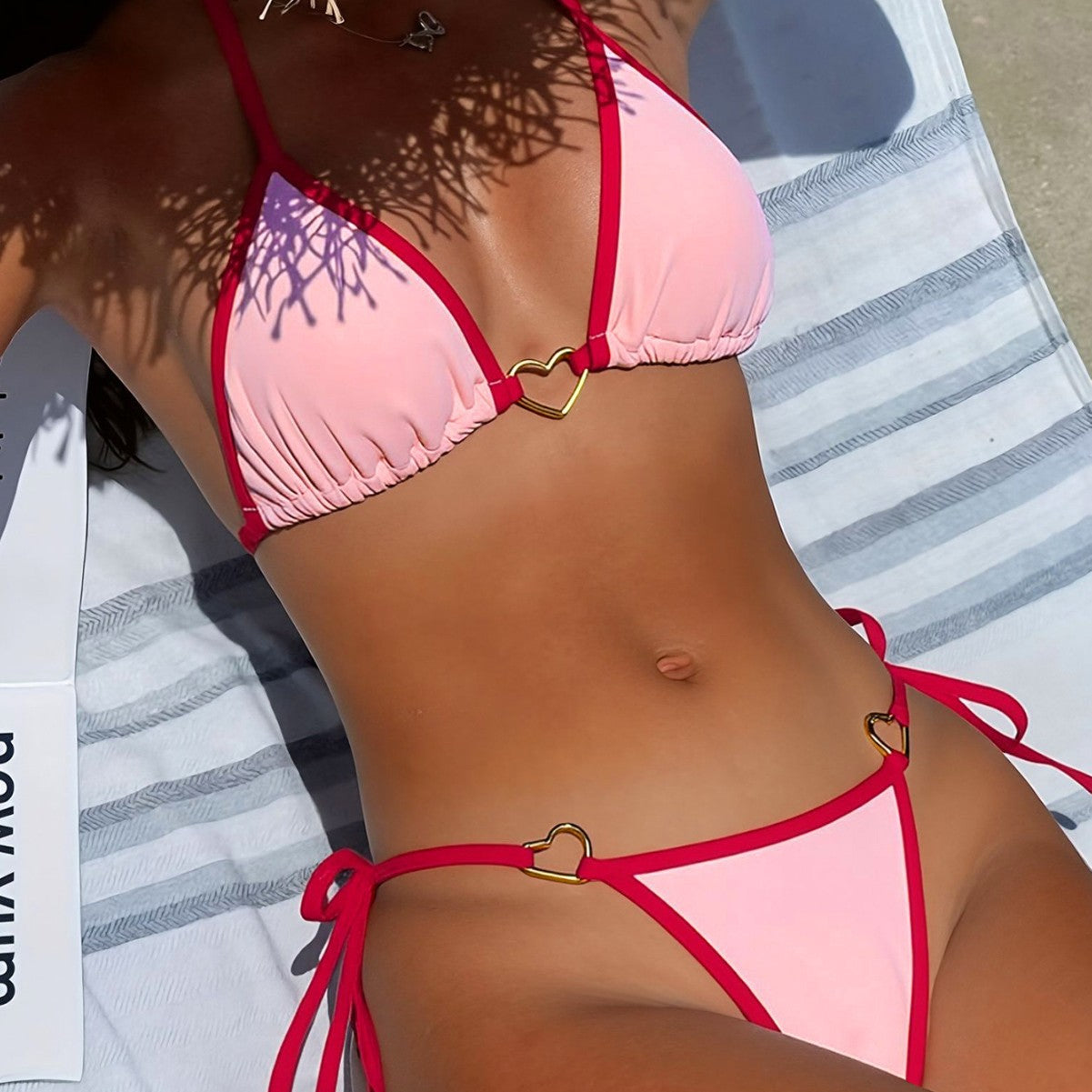Janelle — Pink triangle two-piece bikini