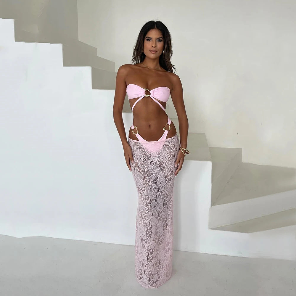 Nina — Pink skirt three-piece set