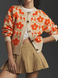 Cardigan Jacquard Abricot – Élégance Automne