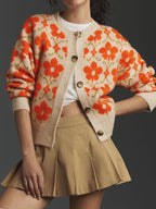 Cardigan Jacquard Abricot – Élégance Automne