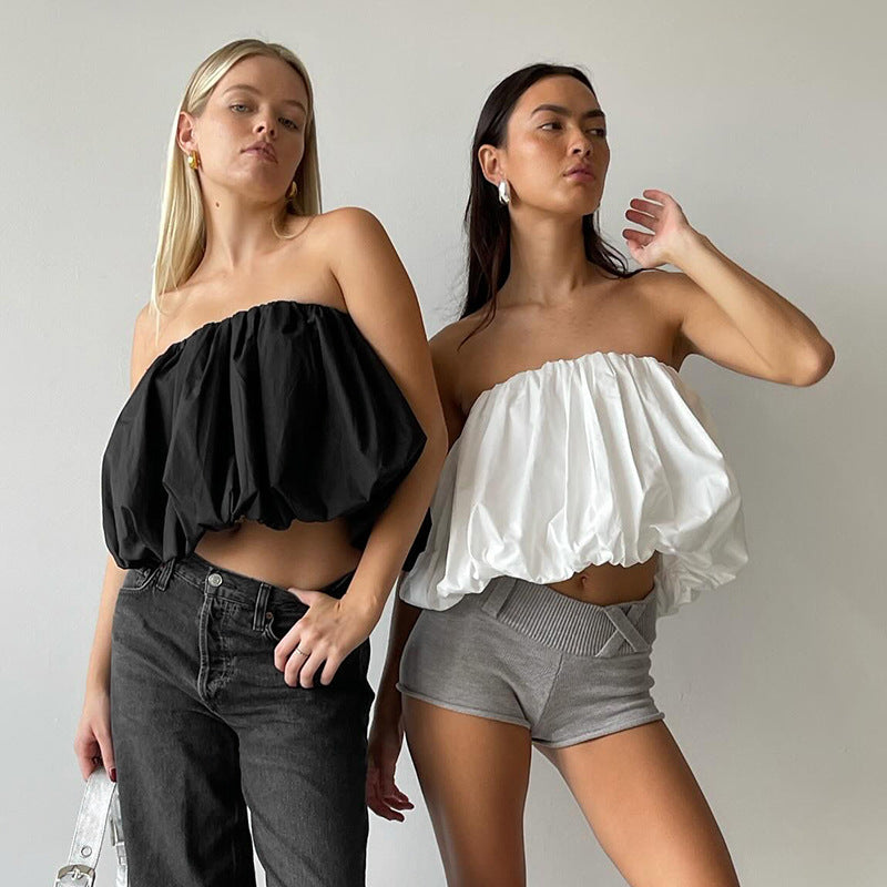Tube top transformable blanc polyester