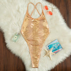 Faustine — Bikini deux-pièces taille haute doré