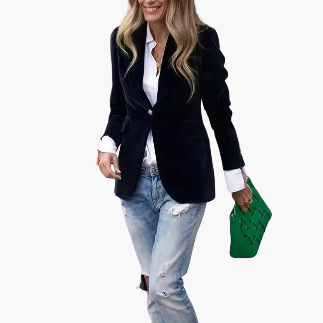 Veste en velours à simple boutonnage pour femme