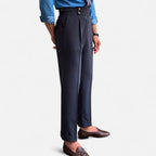 Pantalon drapé taille haute pour homme