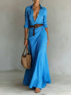 Asymmetrical pleated dress with matching belt