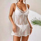 Off-white openwork wrap dress