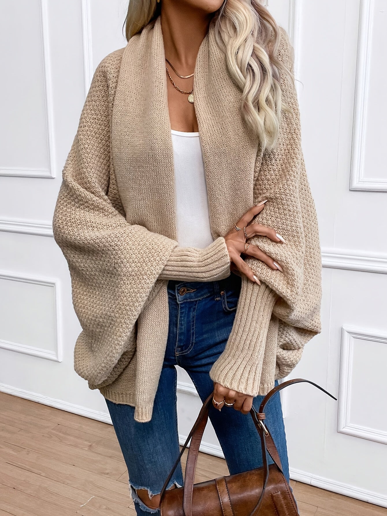 Cardigan élégant en cachemire à manches longues pour femmes, parfait pour l'automne