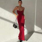 Robe Longue Dos Nu Élégante — Noir, Rouge ou Marron
