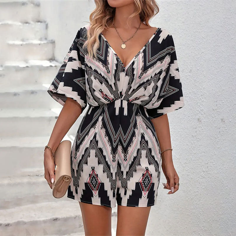 Combinaison short manches courtes imprimé - Chic&Shines