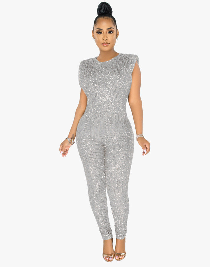 Combinaison pantalon sans manches en strass - Chic&Shines