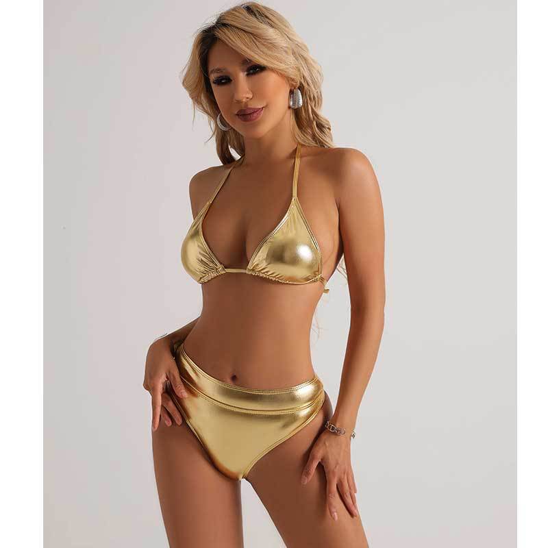 Apolline — Bikini deux-pièces à finitions métallisées