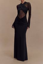 Gillian - Women's Elegant See-Through Cross-Knit Long Dress, Special Autumn Edition