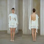 Ensemble deux-pièces asymétrique avec lacets et cape