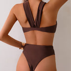 Hadrienne — Two-piece bikini with bronze metallic trim