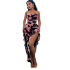 Open-back floral maxi dress with slit