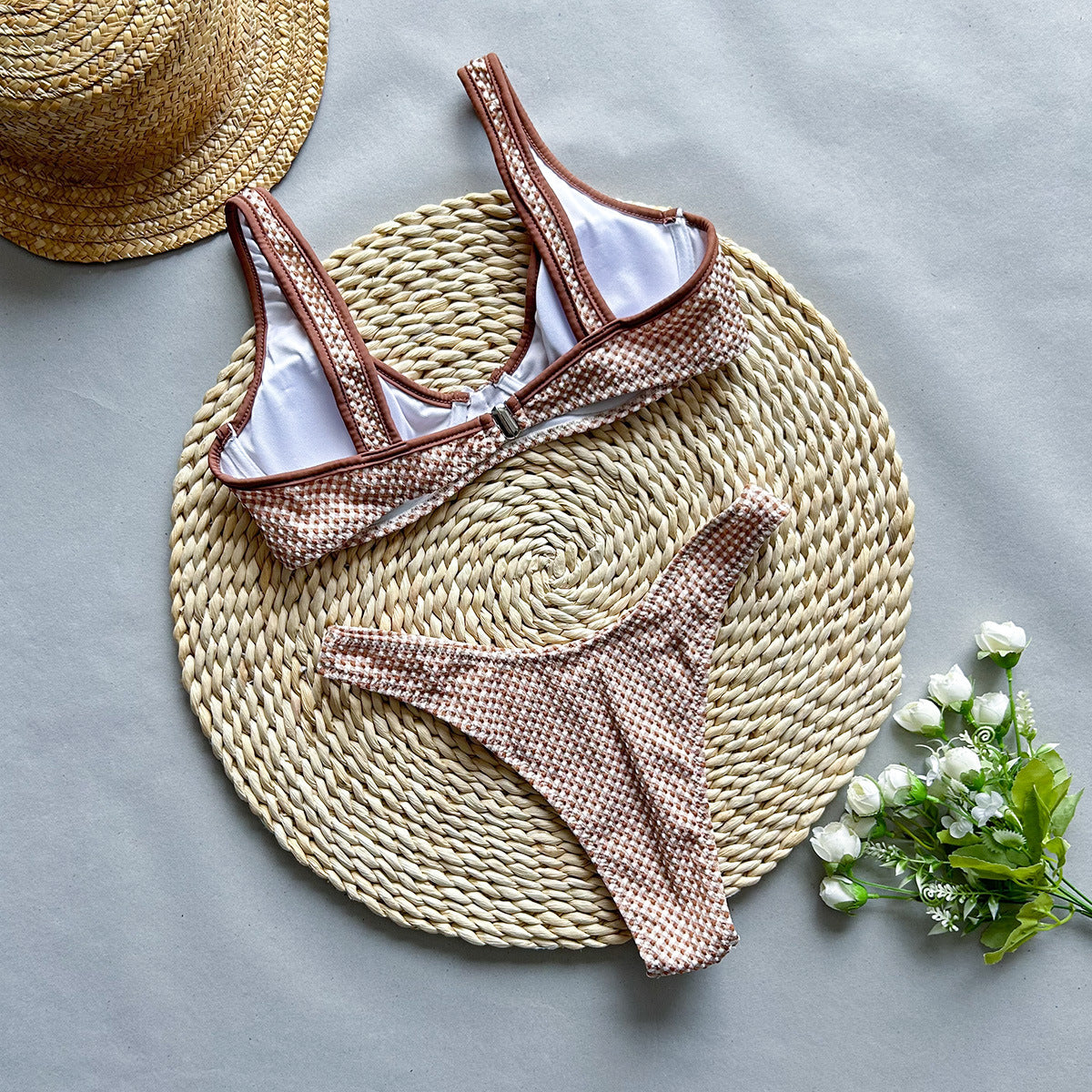 Violette — Maillot de bain taille haute marron