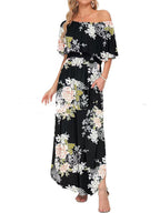 Robe longue à épaules dénudées, imprimée et confortable