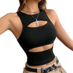 Gilet ajouré noir sans manches — coupe slim