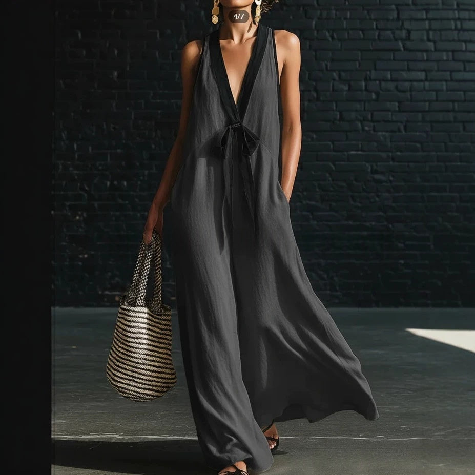 Elegant two-tone midi dress