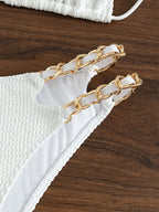 Maillot de bain taille haute fendu licou à chaine