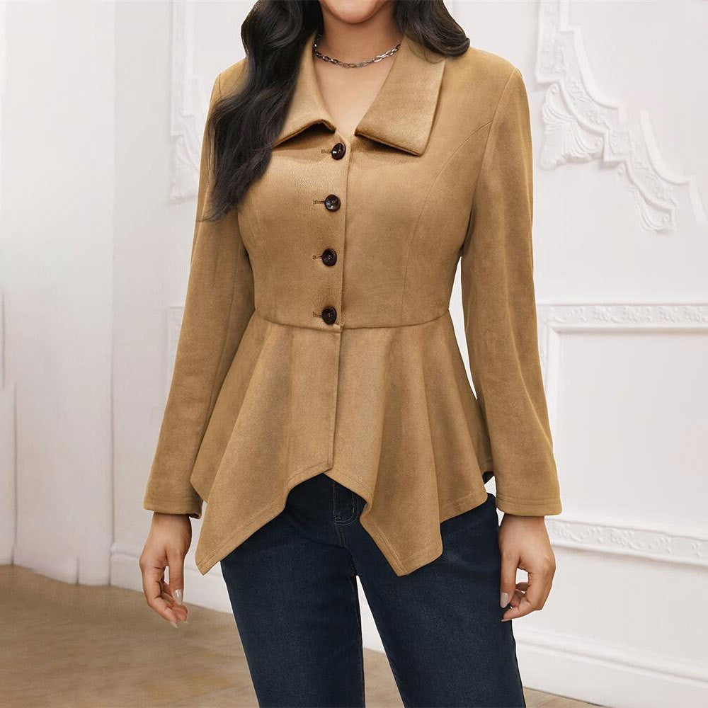 Veste en daim col polo élégant et décontractée - Chic&Shines