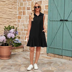Robe chemise sans manches unie — Coupe fluide