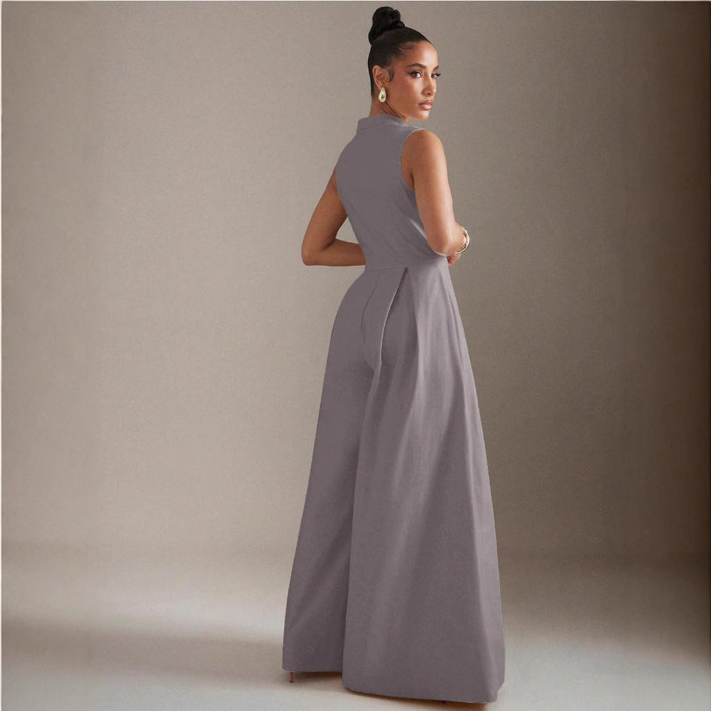 Robe sans manches noire à taille haute et fermeture éclair
