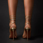 Sandale talon haut à bride lacet