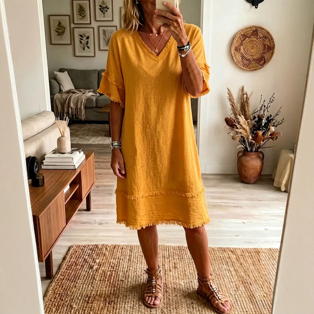 Robe fluide encolure V — Élégance casual intemporelle