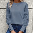 Liv's elegant floral lace T-shirt for women, round neck