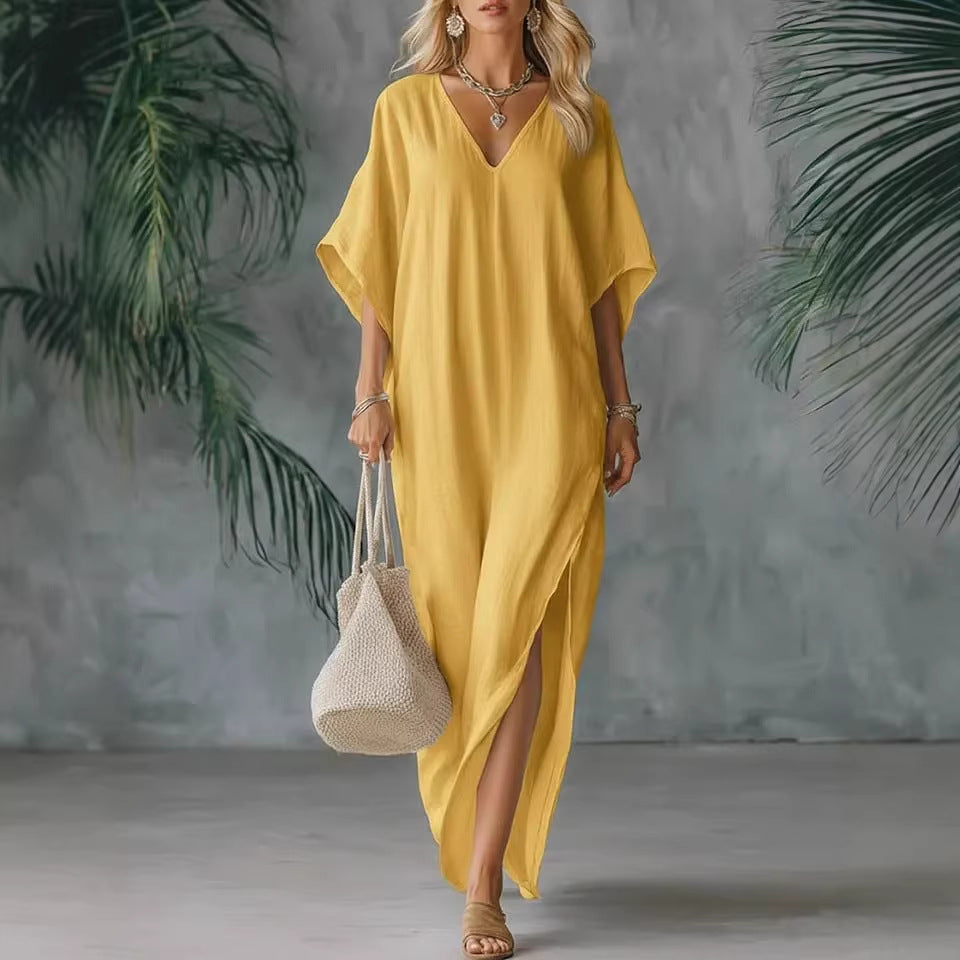Robe d'été ample col V — Géométrie et légèreté