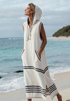 Robe midi sans manches avec capuche et poches