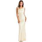 Robe longue satinée à nouer – Jaune clair ou bleu nuit