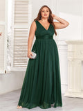 Long double V-neck dress with side slits