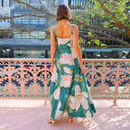 Robe Maxi Imprimée à Taille Marquée