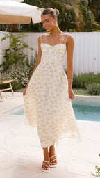 Floral backless fluid dress — Resort elegance