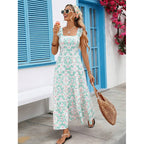 High-Waisted Floral Print Dress — Soft Elegance