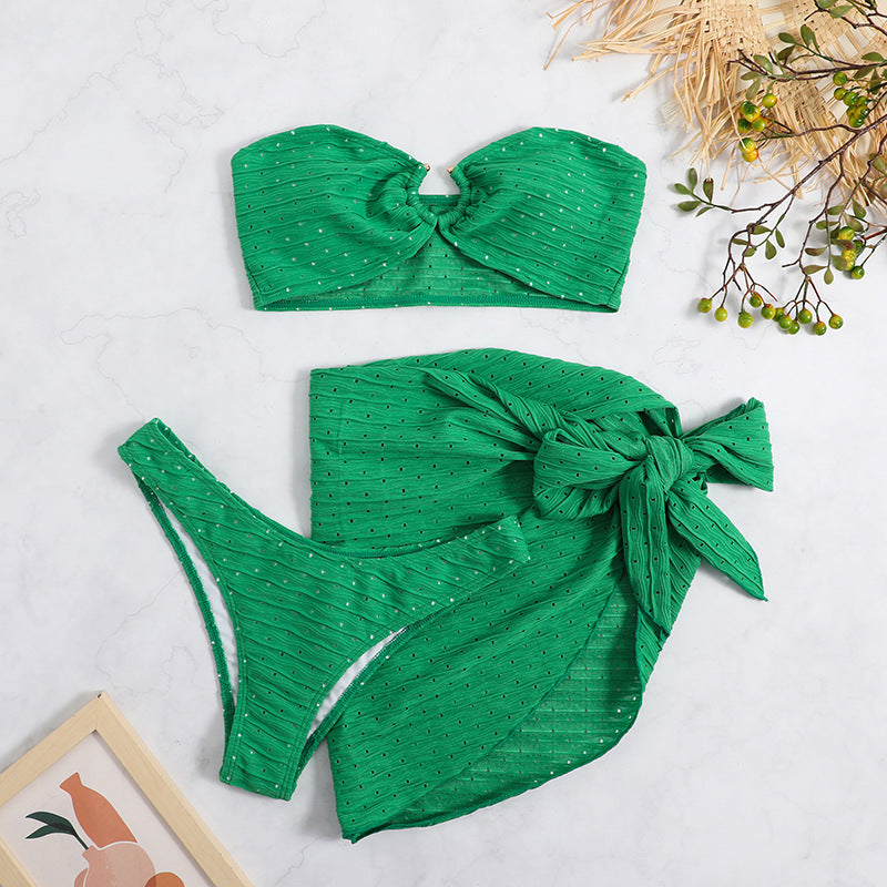 Queen — Green bandeau three-piece set