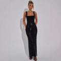 Robe longue en strass à bretelles sans manches - Chic&Shines